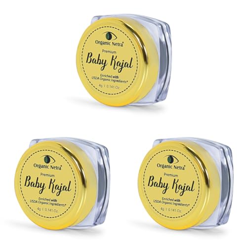 Image of Organic Netra Baby Kajal 4g for Newborns Water-Resistant Smudgeproof Longlasting Enriched with Natural Organic Ingredients Safe for Sensitive Baby Skin No Harmful Chemicals Matte Finish (Pack of 3)