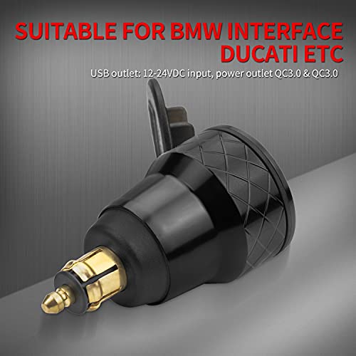 Image of DaierTek DIN Hella Plug to Dual USB Charger Adapter for BMW Triumph Tiger Ducati Motorcycle Quick Charge QC 3.0 Powerlet Waterproof with Blue LED Voltmeter