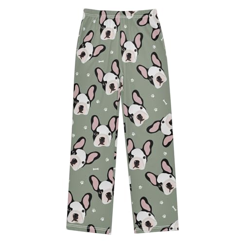 Boys' Pants Cute Cartoon Dog Puppies French Bulldog Long Bottom Jogger Pants Elastic Waist Trousers with Pockets S-XL
