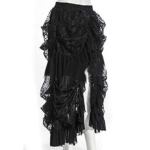 COSWE Women's Black Lace Punkrock Irregular Dress Steampunk Skirt Cosplay Costume - Black - S steampunk buy now online
