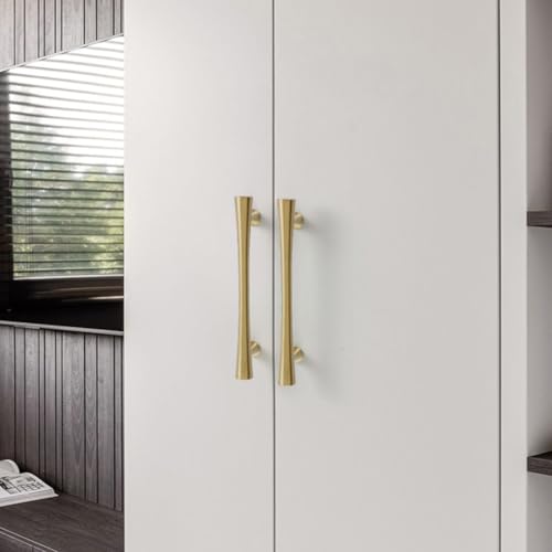 Image of HAORUN 2PCS Metal Modern Cabinet Pulls Brushed Gold Finish 96mm 128mm Drawer Handles (96mm)