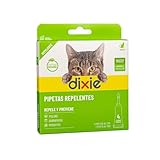DIXIE - Pipetas Repelentes Gatos - 4 uds x 2 ml - Pipetas Repelentes - 4 Meses de Protección - contra Piojos, Mosquitos, Pulgas y Garrapatas - sin Insecticidas - Todos los Tamaños de Gatos