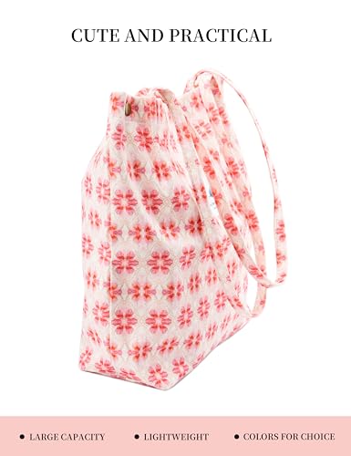 Image of TOPASION Cute Corduroy Tote Bag Canvas Shoulder Handbags for Women Travel Shopping