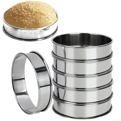 babominimer Anneaux gaufrés en acier inoxydable avec double roulement pour bord pour la cuisson, anneau à crêpes pour une forme uniforme pour crêpes et desserts, pour nettoyer les outils de cuisson