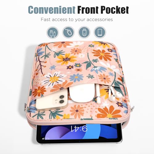 Image of TiMOVO 9-11 inch Tablet Sleeve Bag for iPad 11-inch A16 2025, iPad 10.9 inch /10.2 inch| Air 11 Inch /5th /4th Gen. 10.9 inch, Galaxy Tab A9+ /A11Plus 11 inch, Protective Bag with Pocket, Yellow Flower