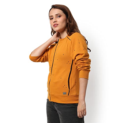 Image of PINACOLADA Women's Colorblock Sweatshirt with Ribbed Hem for Casual Wear | Low-High Neck | Long Sleeve | Button Closure | Cotton Sweatshirt Crafted with Comfort Fit for Everyday Wear