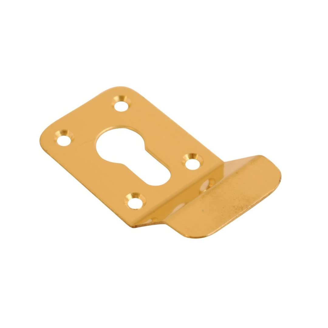 Vibe Cylinder Pull Euro 90x45mm on Polished Brass, Front Door Pull for Use on Doors for Security, Cylinder Lock with Curved Finger Grip, Latch Pull, Front Door Handle for Cylinder Locks