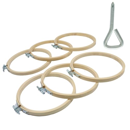 OSVJE 6 Pack Embroidery Hoop Small Bamboo Circle Cross Stitch Hoop Art Craft Sewing for Embroidery Enthusiasts (5 Inch)