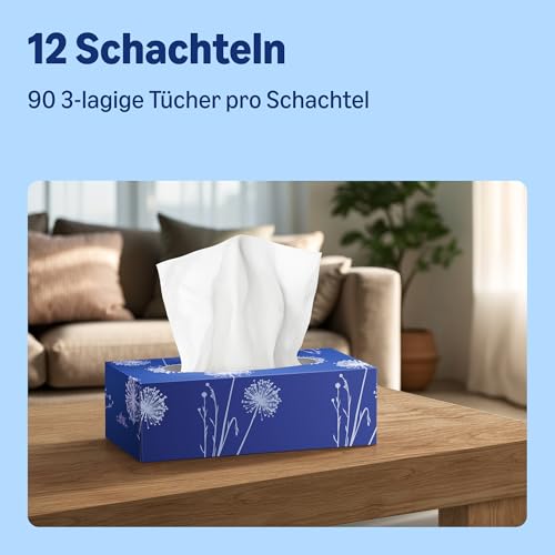 by Amazon 3-lagige Kosmetiktücher, 1080 Stück, 12 Packungen mit 90 (Früher Presto!)