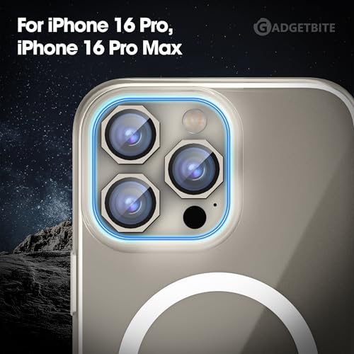 Image of GadgetBite Snaptra Octagon Lens Protector Compatible With iPhone 16 Pro & iPhone 16 Pro Max - 9H Tempered Glass Camera Cover with Metal Ring, Scratch-Resistant,Camera Lens - Natural Titanium