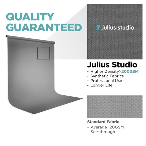 Julius Studio Tela de fundo cinza puro de 1,8 m x 2,7 m, material de tecido sintético de densidade s