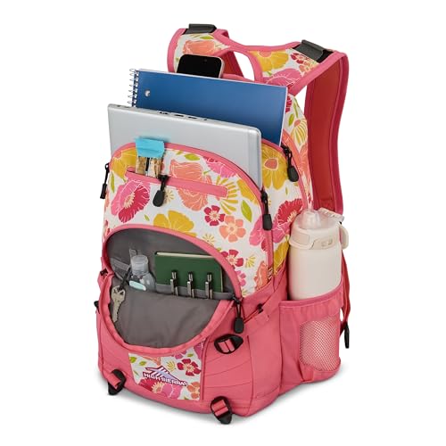 Image of High Sierra Loop Backpack, Travel, or Work Bookbag with tablet sleeve, One Size, SURF FLORAL /PINK