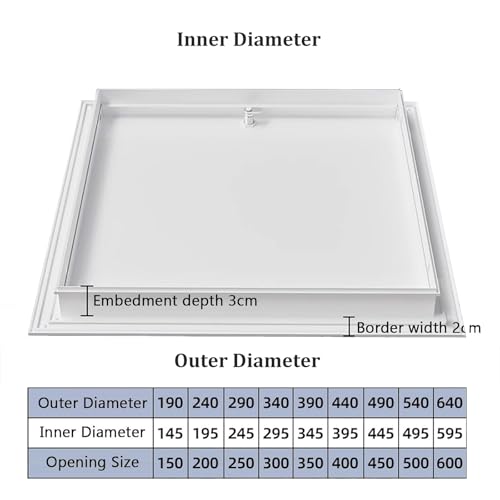 Panel de acceso para techo y pared con llave 350x350 mm placa aluminio gris 8