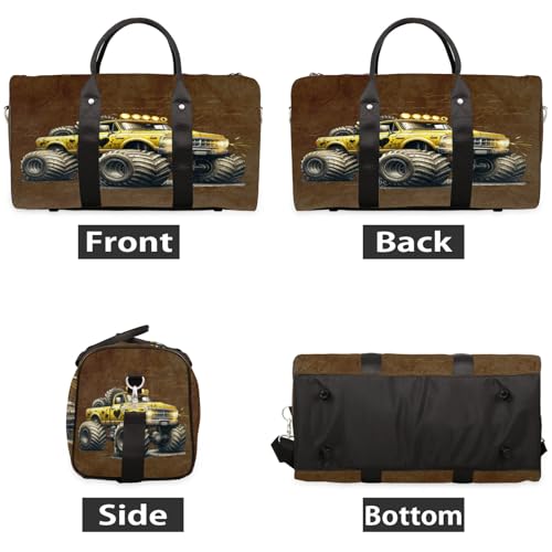 Travel Duffle Bag Vintage Monster Truck Sports Gym Bags for Women Men Weekender Overnight Bags Waterproof Carry On Tote Bag Workout Bag for Dance Swimming Yoga Hospital2