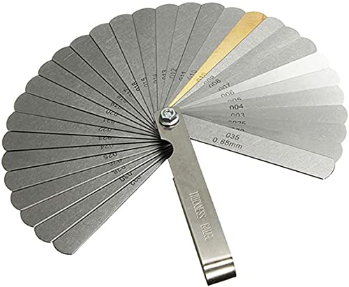 kiniza 32 Blades Feeler Gauge,Stainless Steel Feeler Gauge Imperial Measuring Gap Width Tool,Foldable Dual Marked Metric for Measuring Gap Thickness
