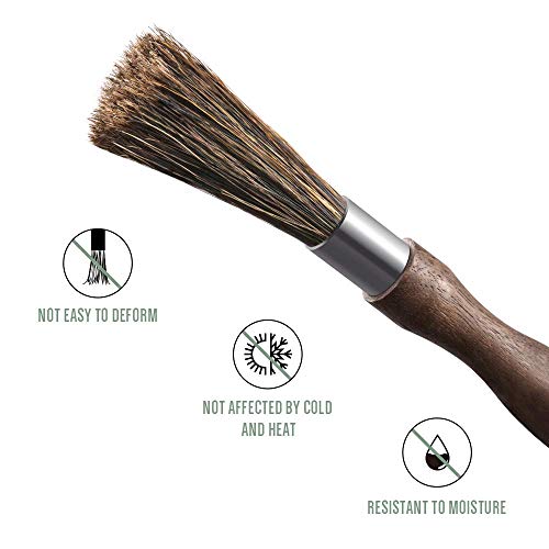 Kaffeemühlen-Reinigungsbürste, Espressomaschinen-Reinigungsbürste Naturschweinborsten Nussbaumgriff mit Lanyard… – Bild 4