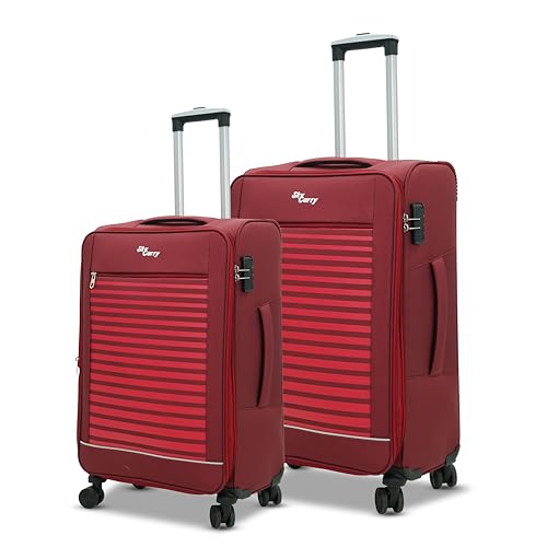 Image of Stripe On Expandable Trolley Bag Set 2 | 360 Dual Spinner Wheels | Expandable & Anti-Theft, 360 Dual Spinner Wheels, Aviation Grade Aluminium Handle, Durable Twill Material