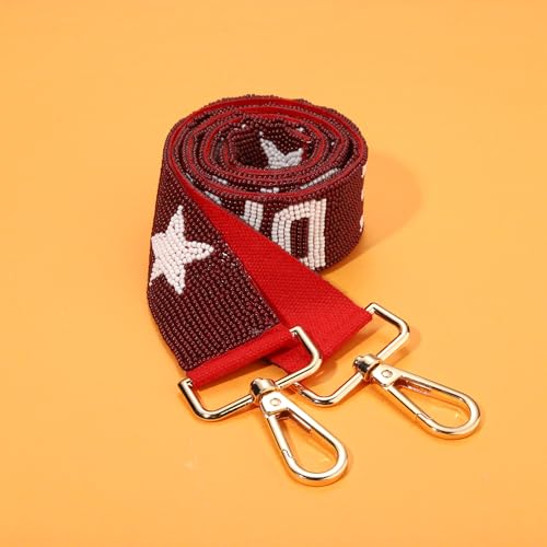 Image of Game Day Purse Straps Replacement Beaded Purse Strap Wide Crossbody Bag Straps Stadium Football Clear Bag Straps Accessories (Burgundy White)
