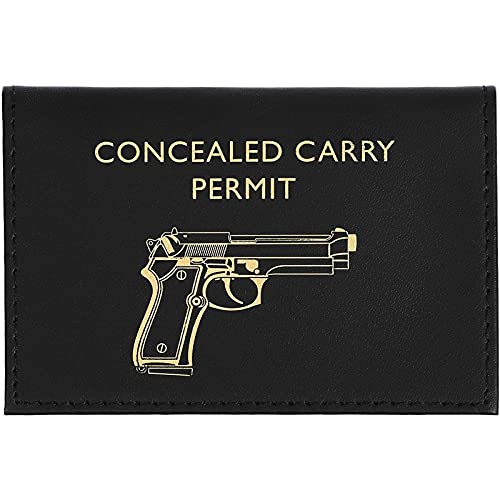 concealed carry permit amp badge holder - security badge organizer amp wallet - black bonded leather 43 x 285 in