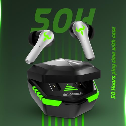 Image of AROMA NB126 Axis Upto 50 Hours Playtime* Fast Charging RGB 45Ms Latency True Wireless Bluetooth v5.4 Gaming Earbuds