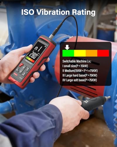 Wintact Vibrationsmessgerät, Messanalyse mechanischer Anlagen: Schwingungsbeschleunigung, Geschwindigkeit, Verschiebung, Temperatur für Motoren, Generatoren (WT633B)
