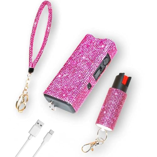 MagiUSA Bling 3 in 1 Stun Gun Pepper Spray Kit for Women Pink
