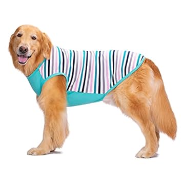 KUTKUT Cotton Striped Dog Shirts for Medium/Large Dogs | Breathable Stretchy Fashion Big Dogs Clothes for Beagle, Corgi, Husky, Labarador, Golden Retriver, Samoyed etc (Size: 3XL)