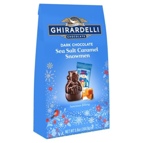 Image of GHIRARDELLI Dark Chocolate Sea Salt Caramel Snowmen, 5.8 oz Bag