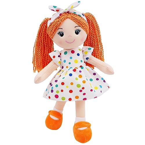 June Garden 18' Snuggle Cuties Bella - Soft Cuddly Plush Doll Gift for Girls - Huggable Rag Doll - Orange L
