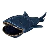 Hide & Drink, Leather Pouch Pencil Bag, Coin Purse, Scissors Case, Shark Cable Holder, Phone Case, Wallet, Makeup, Stuffed Animal, Handmade (Blou Reed)