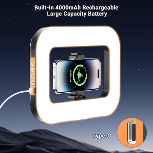 Anillo de luz inalámbrico recargable con batería integrada de 4000mAh para iPhone 5