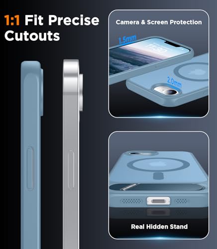 Image of Magnetic Compatible with iPhone 17e Case & iPhone 16e Case,[Built-in Invisible Kickstand][Compatible with MagSafe][Military Grade Shockproof] Slim Translucent Matte Case for iPhone 16e /17e 6.1 inch
