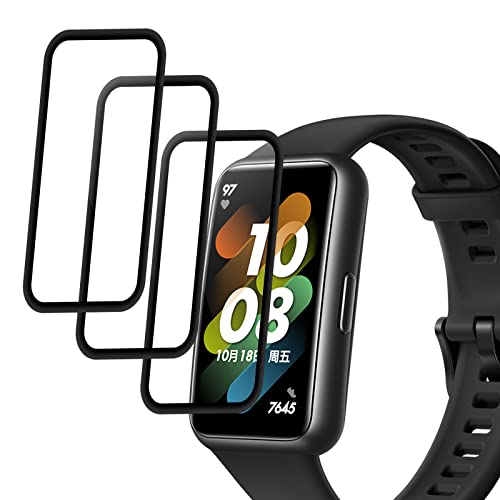 Holilo 3 Pièces Protection Écran pour HUAWEI Band 7 / HUAWEI Band 6, 9H Dureté Anti-Rayures 3D Couverture Complète HD Sans Bulles Protecteur d'écran en Cover
