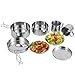 CurcKua Camping Cooking Set for 3-4 People, Stainless Steel Camping Pots and Pans Set, Stackable Lightweight Camp Cooking for Outdoor Backpacking Hiking Picnic Stainless Steel Cookware