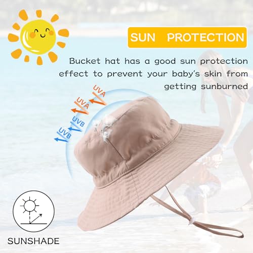 Peecabe Summer Baby Sun Hat for Boys Girls UPF 50+ Wide Brim Toddle Bucket Hat Adjustable Baby Beach Cap 0-8 Years2