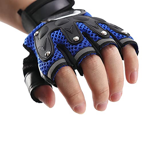 Purfun Men Women Breathable Mesh Cycling Gloves Non-Slip Leather Riding Driving Motorcycle Half Finger Gloves Roller Skating Sports Exercise Fitness Fingerless Gloves #TOP4