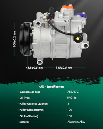 Image of SCITOO AC Compressor fit for BMW for 335d 3.0L 2009-2011 | Fast Cooling, Ultra Low Noise (≤72 dB)Air Conditioner Compressor with Clutch, Easy Installation, 1011026 64509174802 639836