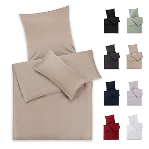 Blumtal Juegos de sábanas de satén de algodón satinado Manta 155x220 / almohada 80x80 Gris pardo
