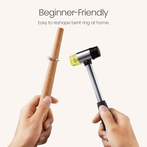Meowoo Jewelry Rubber Hammer with Wood Ring Mandrel Ring Shaper to Fix Bent Rings Ring Shaper Repair Tools Jewelry Making Kit - Image 2