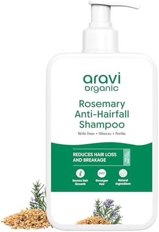 Aravi Organic Rosemary Anti-Hairfall Shampoo | Shampoo For Hair Growth & Hairfall Control | Up to 94% Stronger Hair | Sulphate Free | For Dry & Frizzy Hair | All Hair Types - 6.7 FL Oz / 200 ml