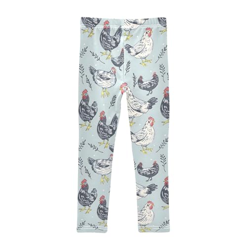Chicken and Grass Girls Leggings Athletic Pants Tights Stretch Bottom2