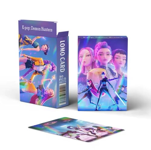 30 Pcs Korean Idol Demon Movie Hunters Cards, Anime Style Cartoon Flash Cards Photocards Korean pop Photocards Lomo Cards Set Waterproof Card for Teenagers and Adults Collect Fans Gift