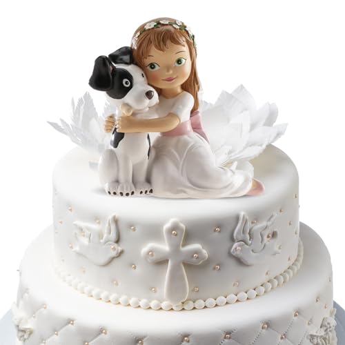 dekora - Dekorative Figur zur Erstkommunion - Mädchen mit Hund - Aus Kunstharz gefertigt - Kuchendekoration - 11,5 cm hoch - Originales und detailliertes Design - Lebensmittelecht