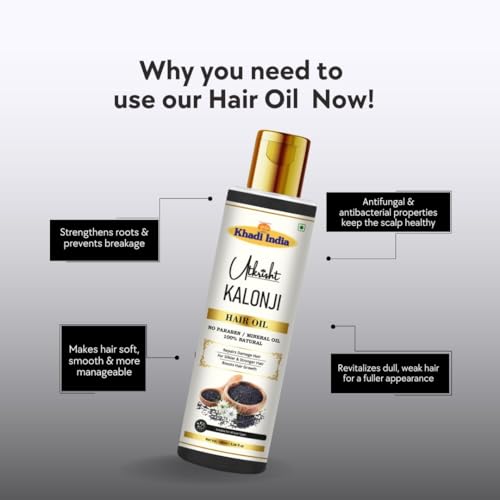 Image of Khadi Kalonji Hair Oil 100ml | Pure & Natural Black Seed Oil for Hair Growth, Strengthening & Scalp | Non Sticky, Paraben & Mineral Oil Free | For All Hair Types | Daily Use for Men & Women