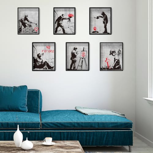 INFUNLY 6 PCS Banksy Art Wall Prints 8×10inch Banksy Canvas Prints Wall Art Unframed Banksys Graffiti Street Wall Art Posters Inspirational Quotes Street Canvas for Living Room Bedroom Home Decor - Image 4