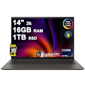 ASUS Zenbook S14 Laptop 14″ 3k OLED 120Hz Touch (100% DCI-P3, 500nits HDR) Intel 8-core Ultra 7 256V (Up to 47 Tops) 16GB RAM 1TB SSD for Creator Business Professional Win11 ICP Hub w/Copilot+ AI