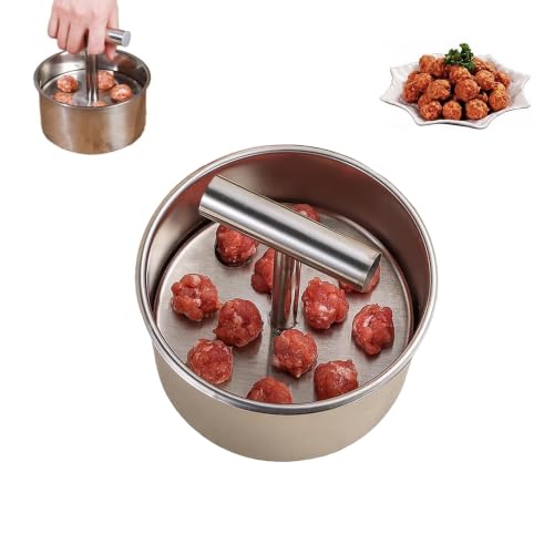 Stainless Steel Meatball Maker, 6/12 Ball Push Press Mold for Uniformly Shaped Meatballs – Quick & Easy Kitchen Tool (12 Holes)