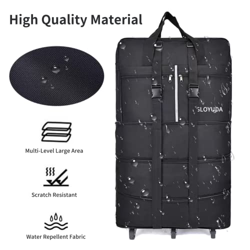 Gloyuda Expandable Foldable Luggage, 36'' Suitcase With Spinner Wheels, Rolling Duffel Travel Bag Large Capacity Collapsible Luggage, With 1 Combination Lock And 2 Fixing Straps, 1 Shoulder Strap #TOP3