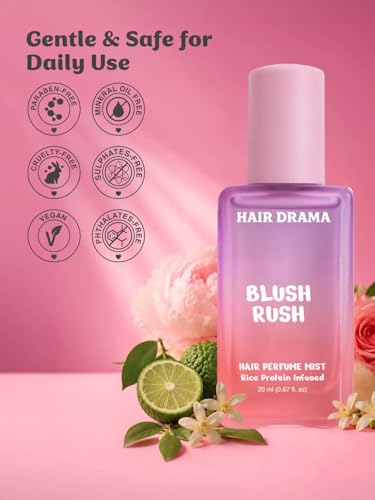 Image of Hair Drama Co. Hair & Body Mist Fragrance Gift Set for Women with Blush Rush Perfume, Scented Soy Wax Candle, Hair Accessory Claw Clips, Festive Hamper for Decor