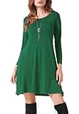 Costyleen Women's Casual Long Sleeve Loose Simple Flowy Swing T-Shirt Dress Green XL